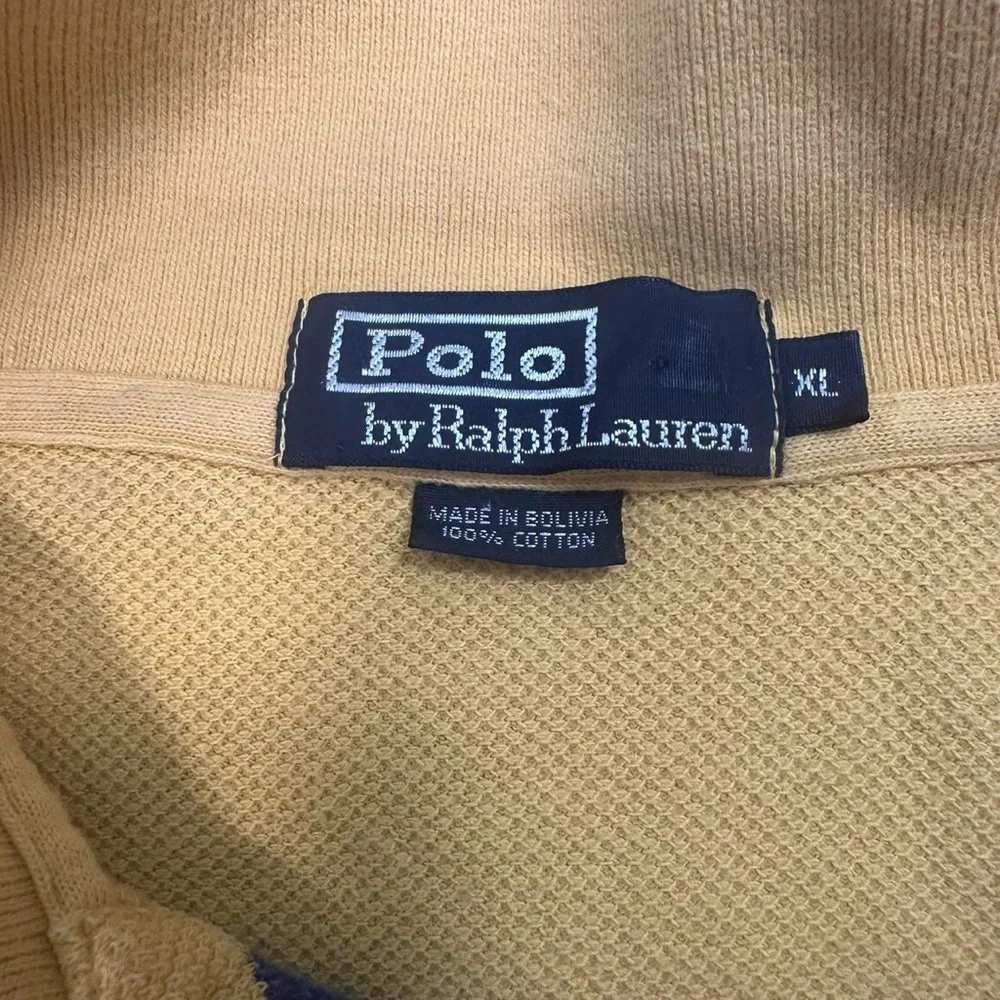 Polo Ralph Lauren Vintage Men’s Yellow Blue  Long Sleeve  Striped Rugby Shirt XL